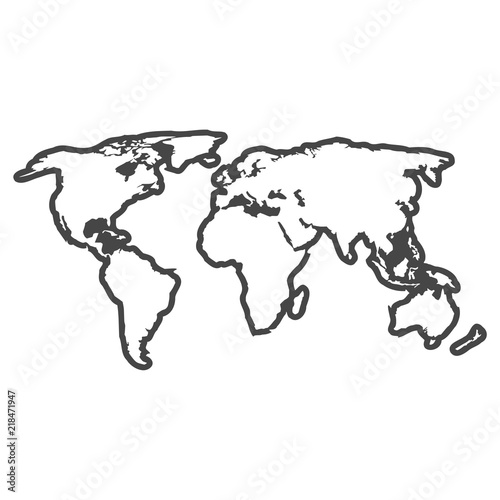 Blank world map, vector illustration
