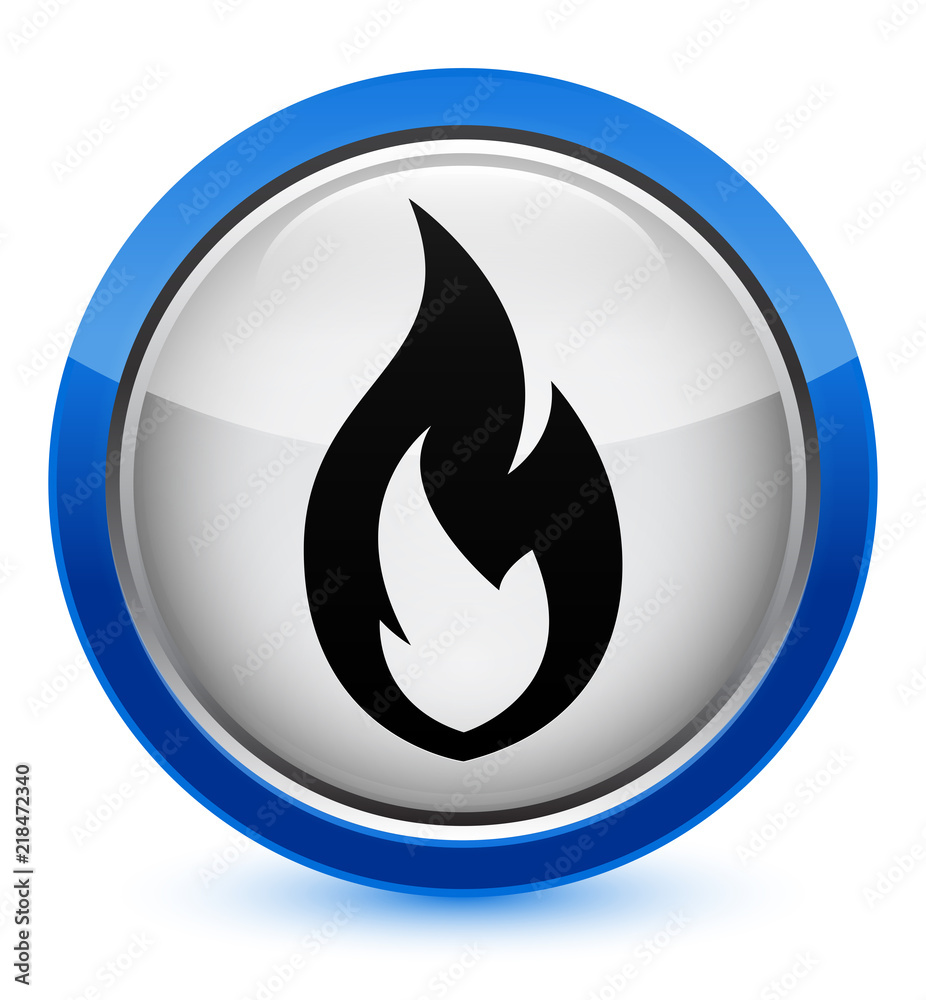 Fire flame icon crystal blue round button Fire flame icon crystal blue round button