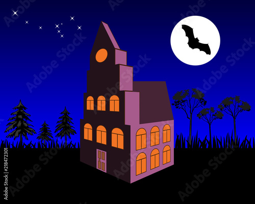 house at night