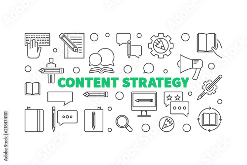 Content Strategy vector concept line horizontal illustration