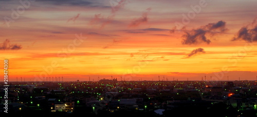 Cityscape of Homei at sunset in Changhua, Taiwan photo