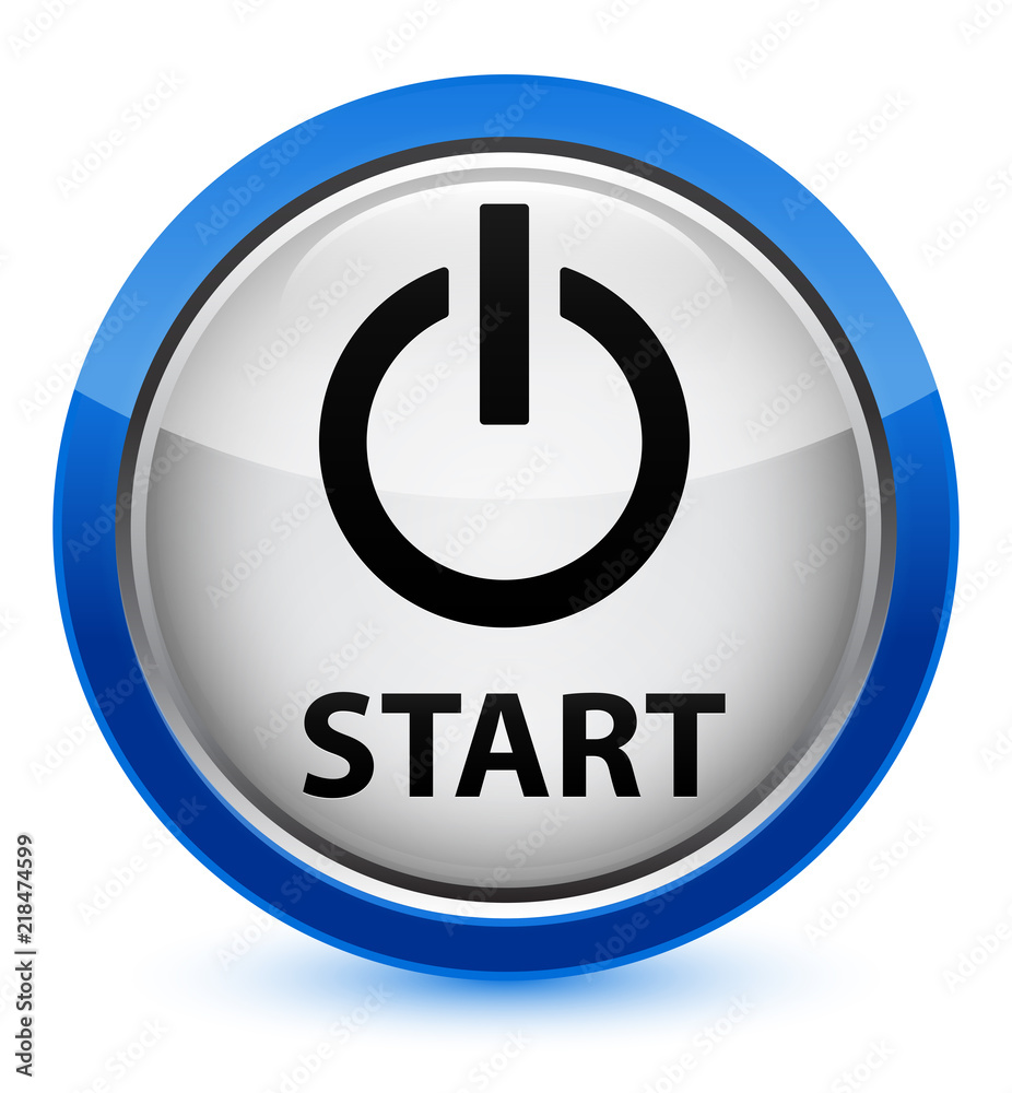 Start (power icon) crystal blue round button Start (power icon) crystal blue round button