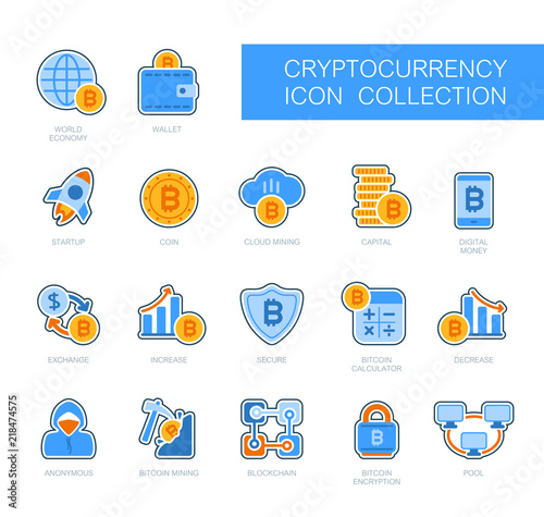 Cryptocurrency and blockchain icons