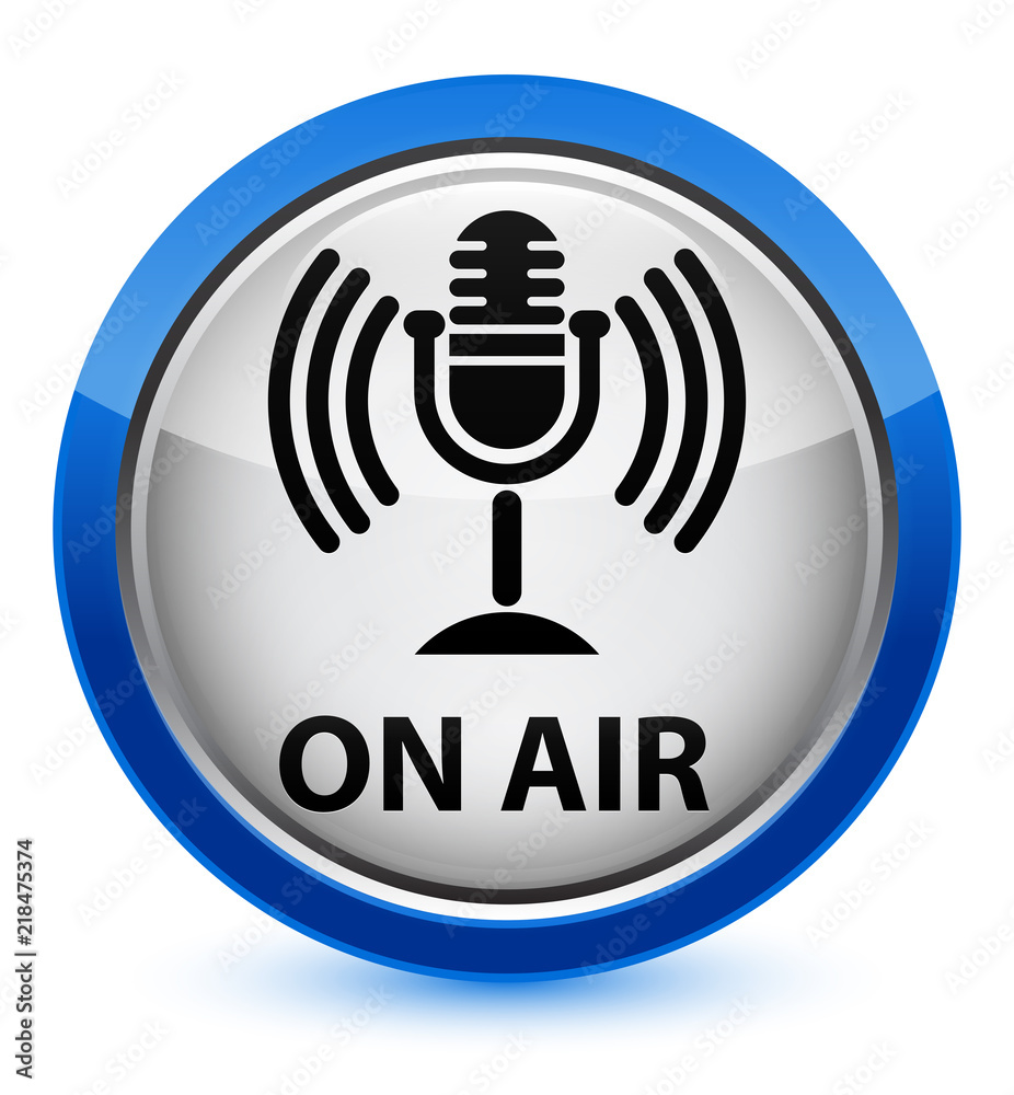 On air (mic icon) crystal blue round button On air (mic icon) crystal blue round button