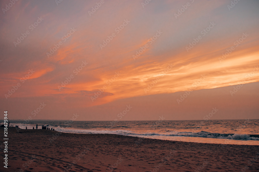 sunset at a lonel beach