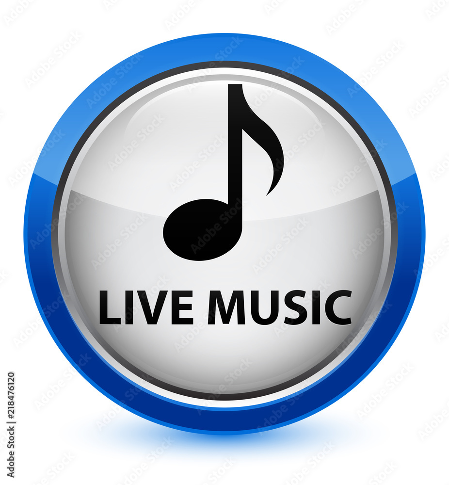 Live music crystal blue round button Live music crystal blue round button