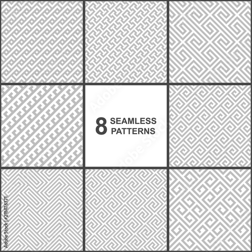 Set of vector geometric patterns. Collection of seamless patterns for your design. Vector illustration.