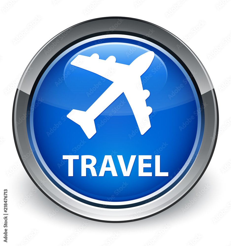 Travel (plane icon) optimum blue round button Travel (plane icon) optimum blue round button