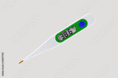 Obraz na płótnie Medical digital thermometer display 38,6 degrees celsius