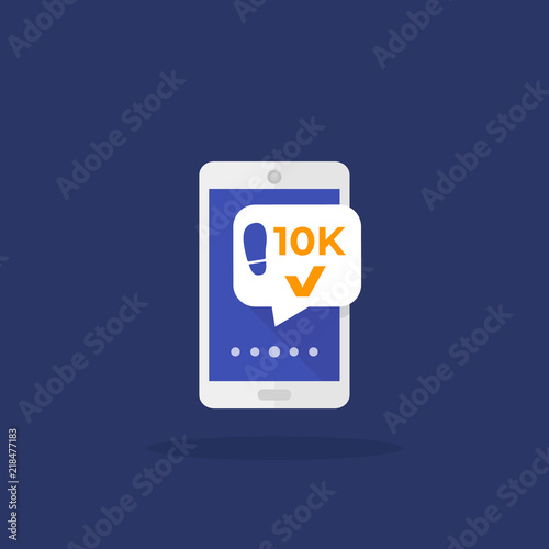 Fitness app notification, track the steps, pedometer icon