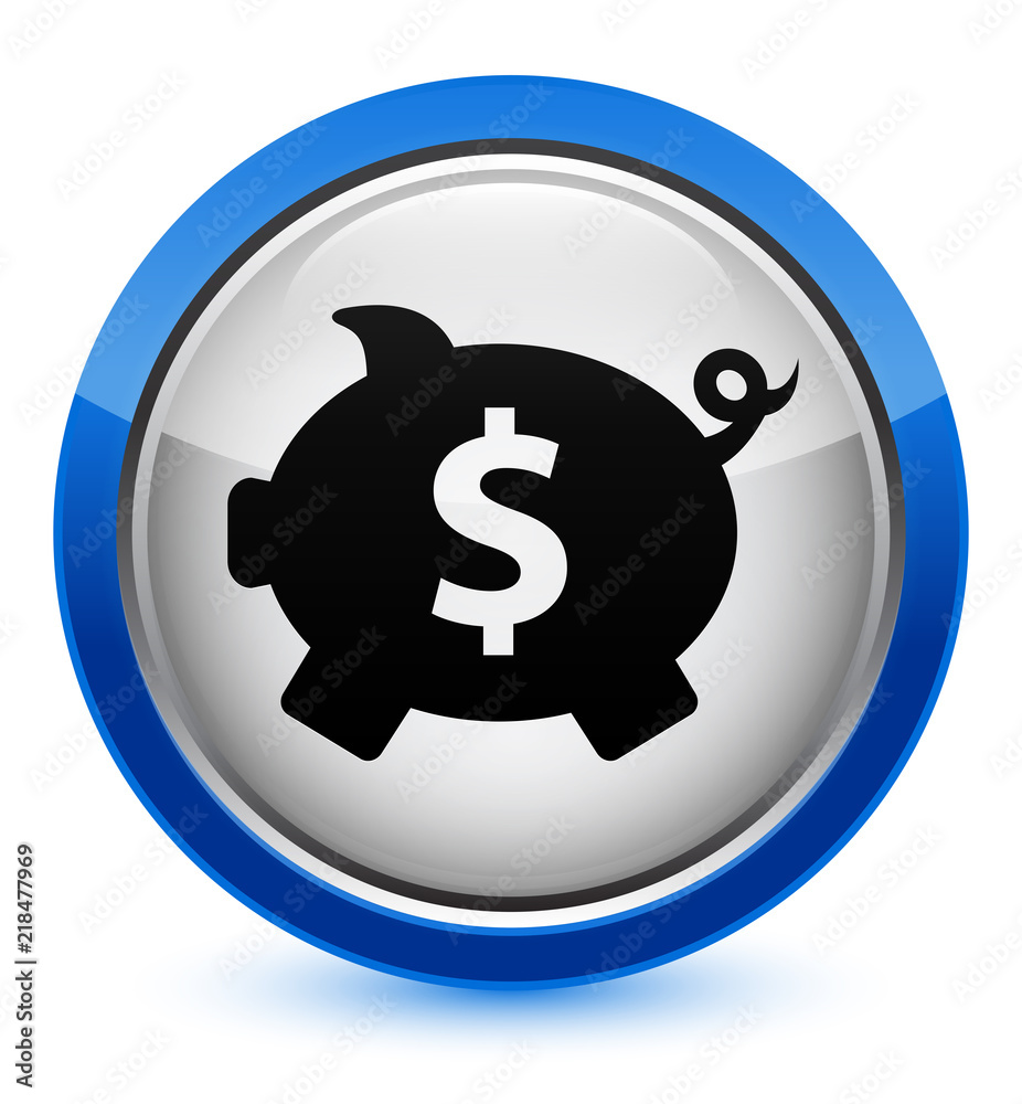 Piggy bank dollar sign icon crystal blue round button Piggy bank dollar sign icon crystal blue round button