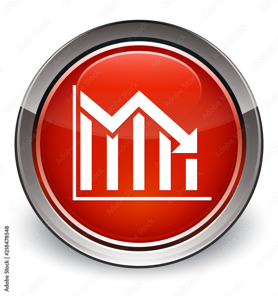 Statistics down icon optimum red round button Statistics down icon optimum red round button