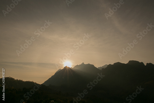 Landscape sunset light  in the valley
