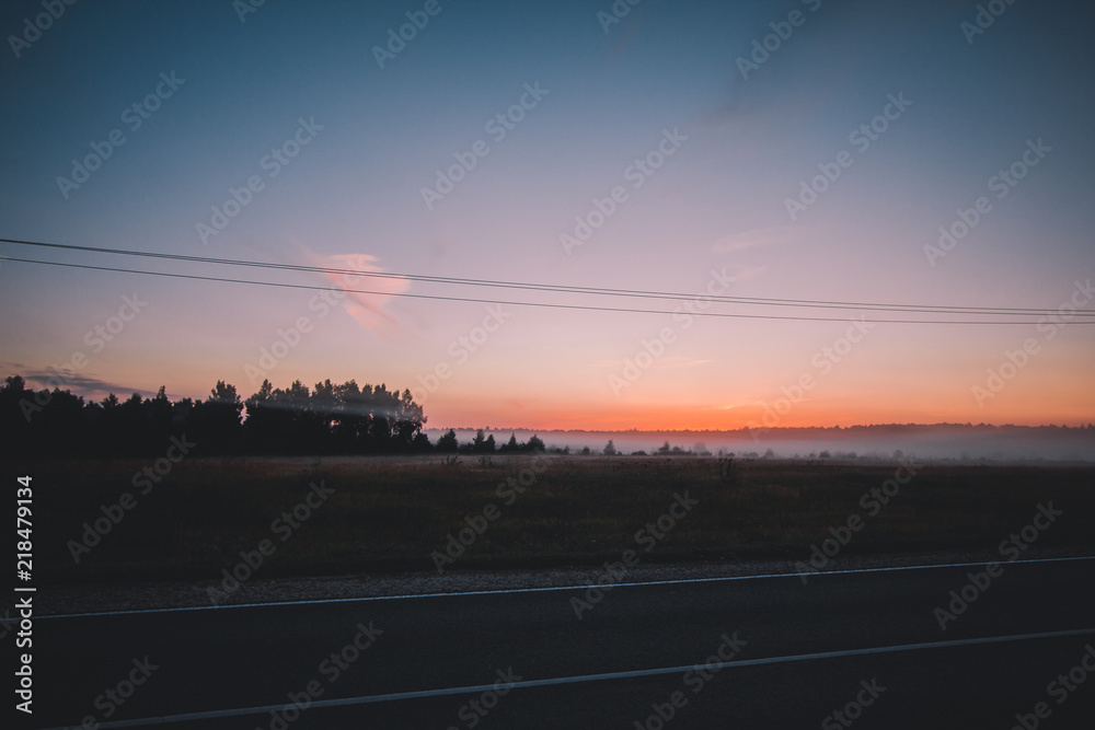 Fog over the field