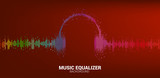 Sound wave Music Equalizer background, audio visual headphone icon