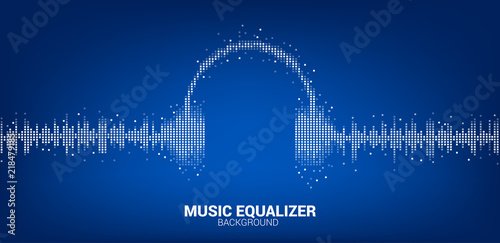 Sound wave Music Equalizer background, audio visual headphone icon