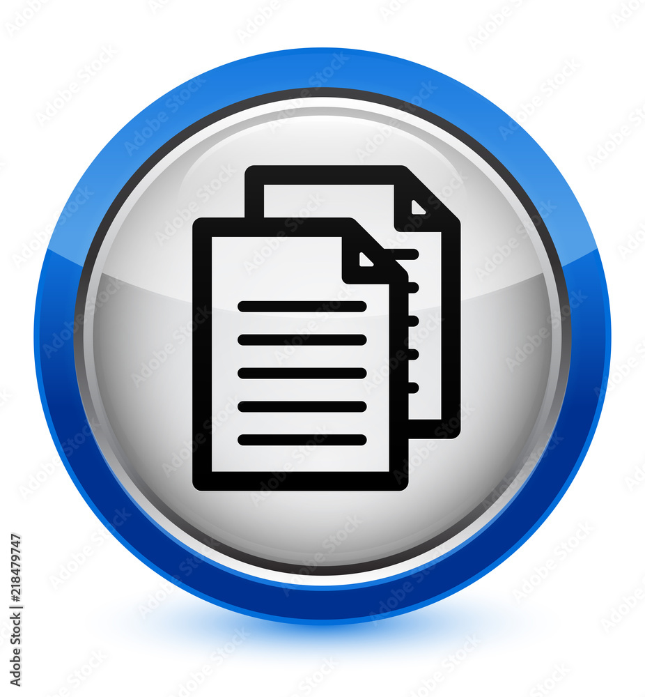 Documents icon crystal blue round button Documents icon crystal blue round button