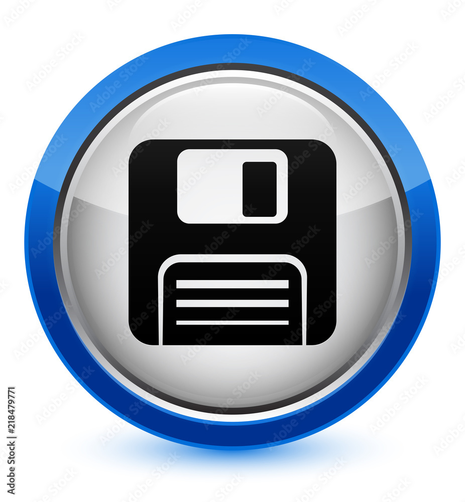 Floppy disk icon crystal blue round button Floppy disk icon crystal blue round button