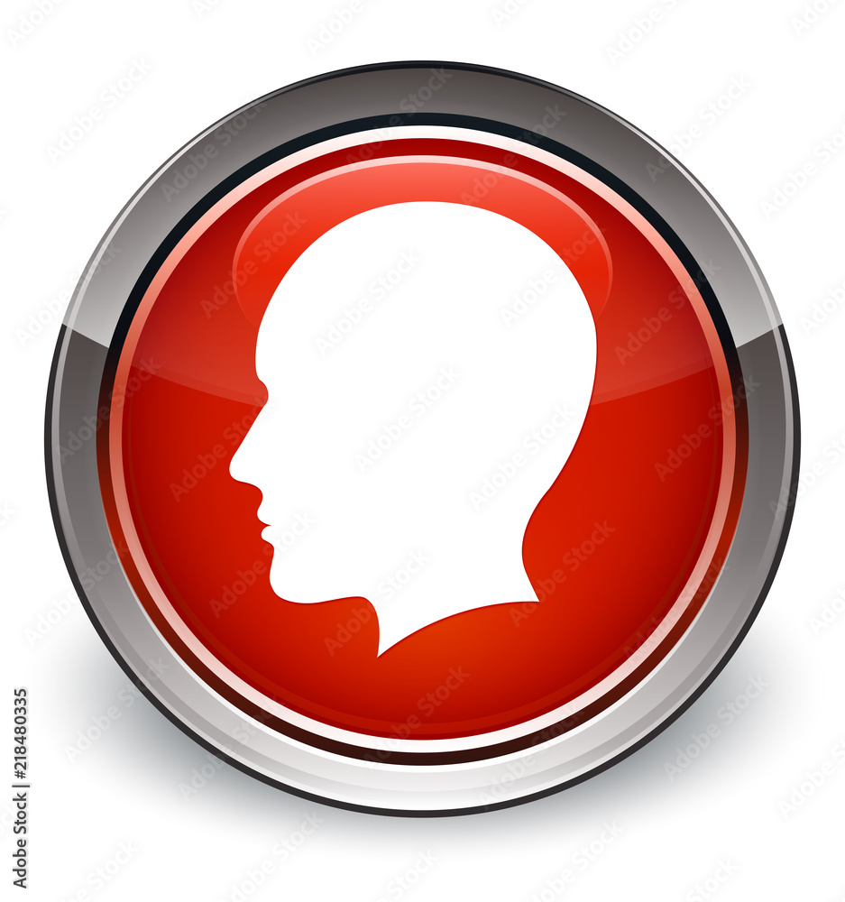 Head men face icon optimum red round button Head men face icon optimum red round button