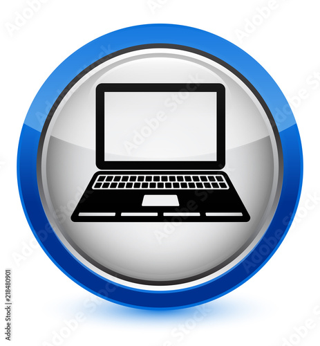 Laptop icon crystal blue round button