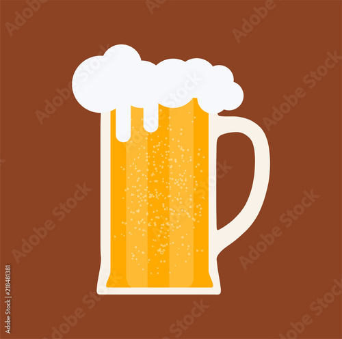 Beer glass mug beverage bar pub. Vector drink alcohol brewery background. Vintage yellow ale graphic symbol. Food icon illustration gold cup. Oktoberfest poster festival