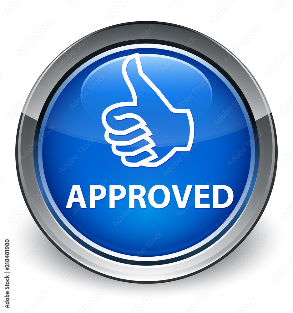Approved (thumbs up icon) optimum blue round button Approved (thumbs up icon) optimum blue round button