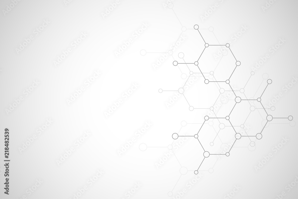Abstract molecular structure and chemical elements. Medical, science and technology concept. Vector geometric background from hexagons.