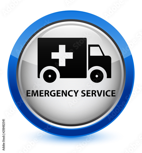 Emergency service crystal blue round button