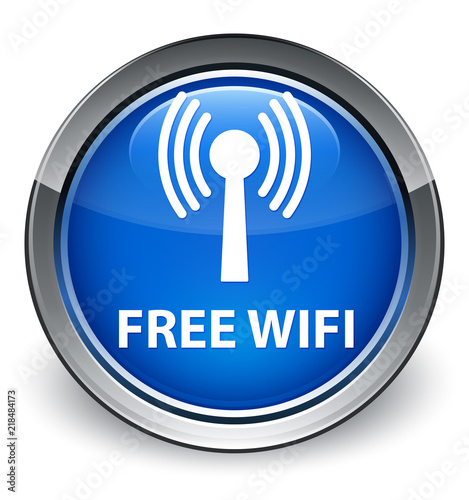 Free wifi (wlan network) optimum blue round button