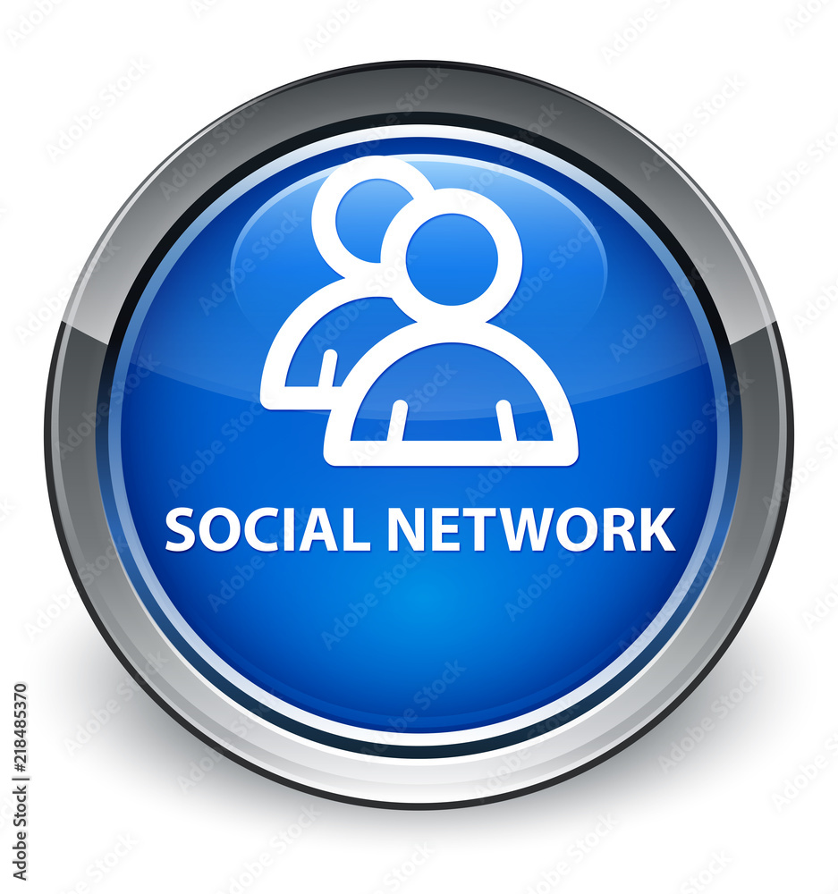 Social network (group icon) optimum blue round button Social network (group icon) optimum blue round button