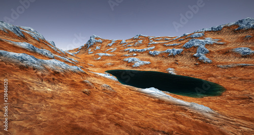 Extremely detailed and realistic high resolution 3d illustration of a Mars like Planet