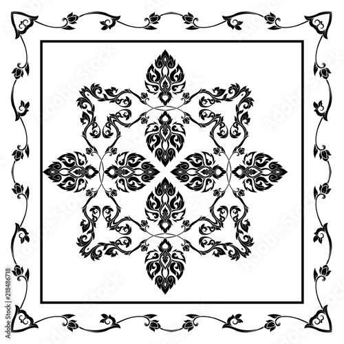 Square pattern with decorative outline elements of traditional