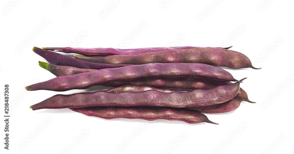 Green beans purple on white background Green beans purple on white background
