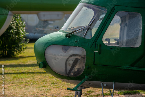 Fragment of the helicopter. Summer Transportation Background