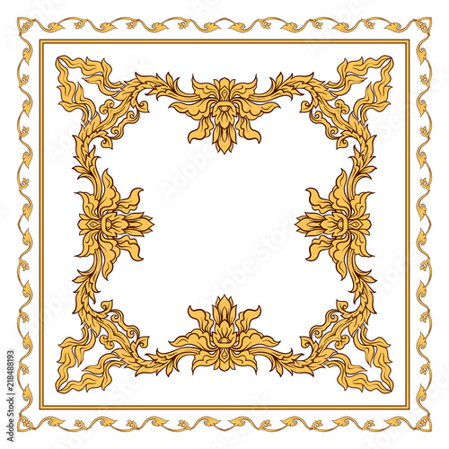 Square pattern with decorative outline elements of traditional