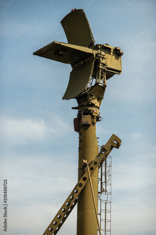 Antennas and modern communications equipments atop a steel mast Antennas and modern communications equipments atop a steel mast