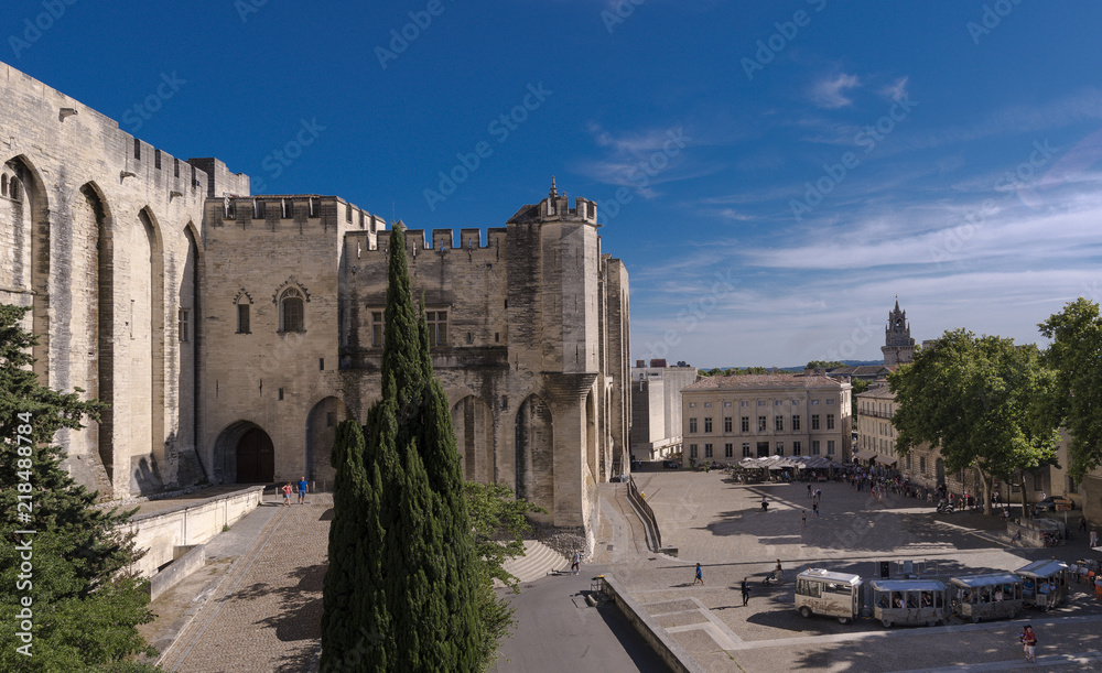 Obraz premium Avignon, Vaucluse, France, 24.06.2018. Pope‘s Palace in Avignon at Place du Palais.