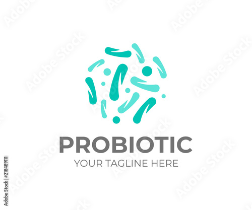 Probiotic bacteria logo design. Healthy nutrition ingredient vector design. Biological logotype