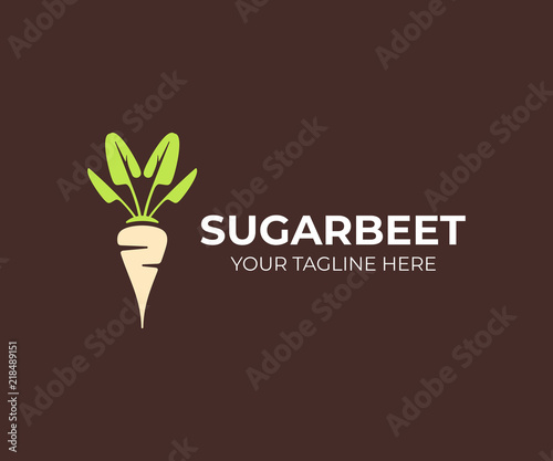 Sugar beet plant logo design. Sugarbeet root vector design. Beetroot logotype