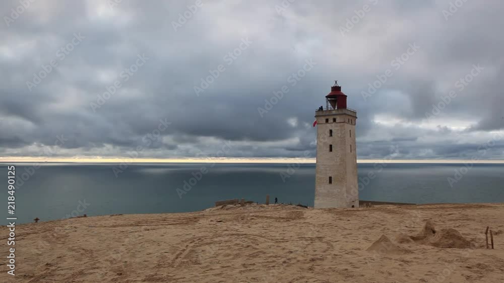 Abandoned Rubjerg Knuhe Lighthouse is located on the coast of the North Sea in Rubjerg, in the Jutland municipality of Hjorring in nothern Denmark. Abandoned Rubjerg Knuhe Lighthouse is located on the coast of the North Sea in Rubjerg, in the Jutland municipality of Hjorring in nothern Denmark.