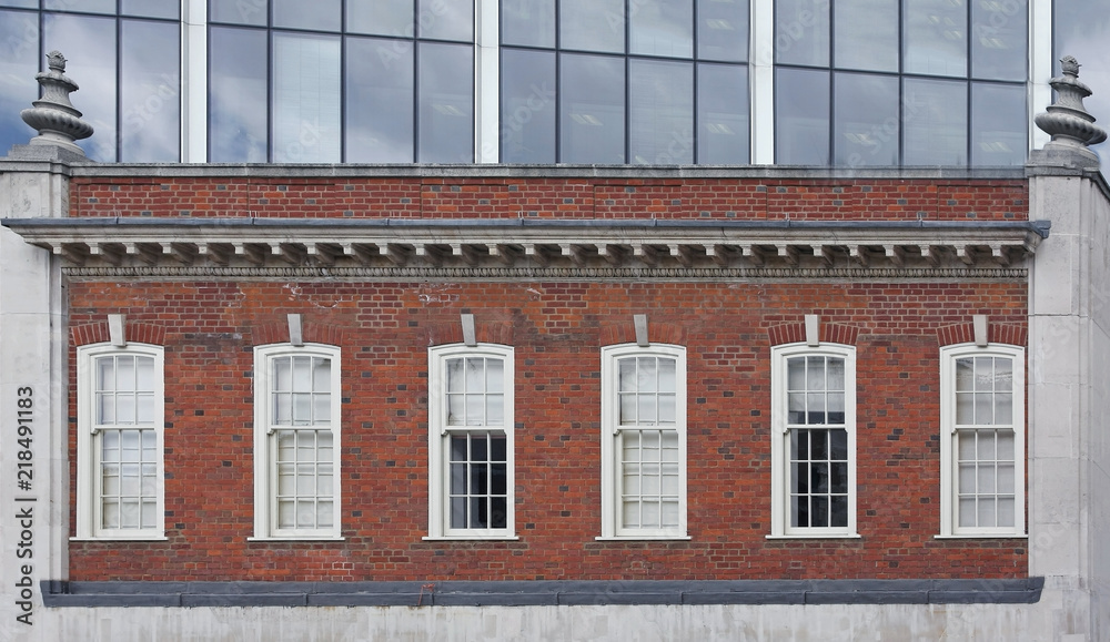 Obraz premium Old brickwall facade windows