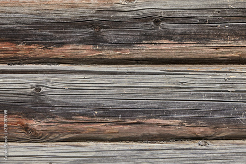 Wooden surface of log wall, texture for backdrop.