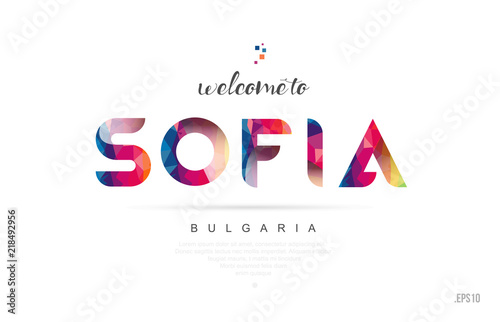 Welcome to sofia bulgaria card and letter design typography icon