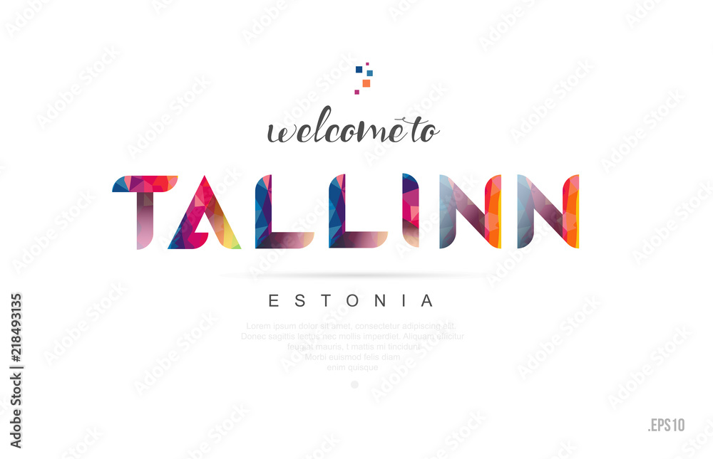 Welcome to tallinn estonia card and letter design typography icon