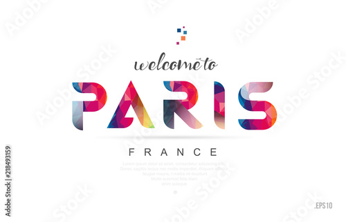 Welcome to paris france card and letter design typography icon