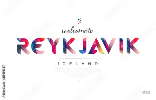 Welcome to reykjavik iceland card and letter design typography icon