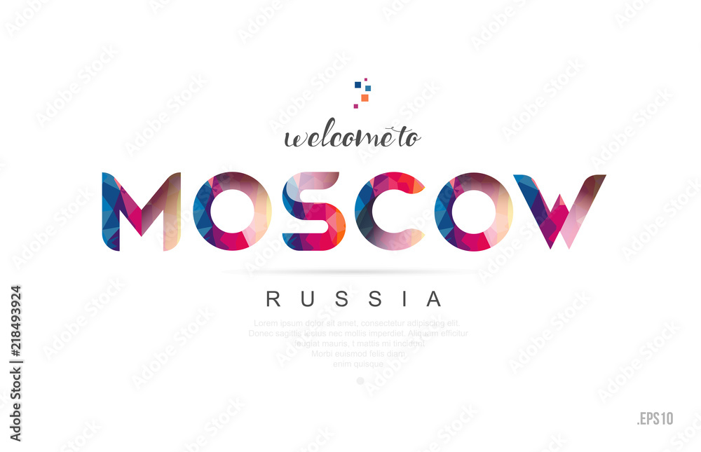 Welcome to moscow russia card and letter design typography icon Welcome to moscow russia card and letter design typography icon