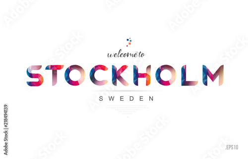 Canvas Print Welcome to stockholm sweden card and letter design typography icon