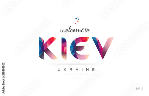 Welcome to kiev ukraine card and letter design typography icon