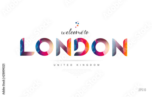 Welcome to london united kingdom uk card and letter design typography icon